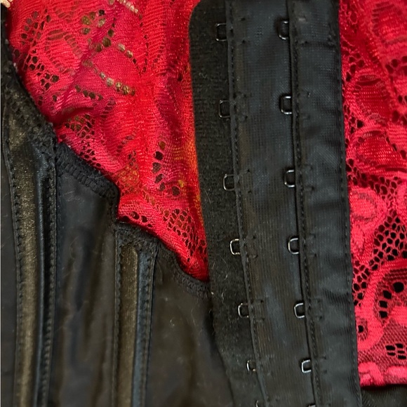 Sm Pinstripe and Red lace Corset - Picture 11 of 14
